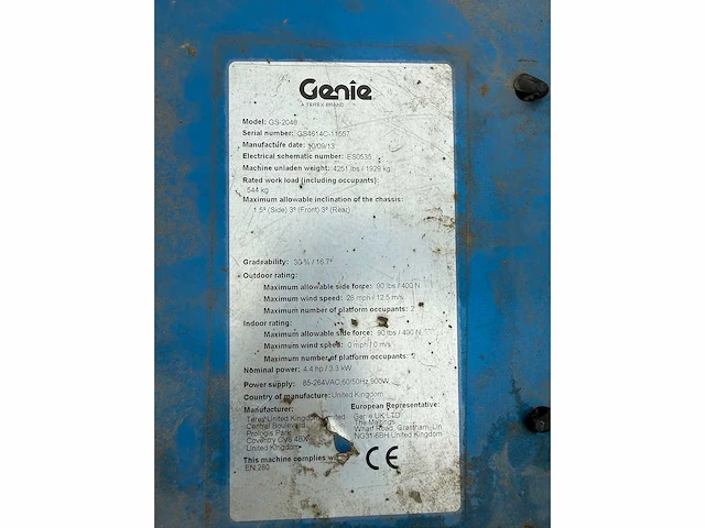 Genie - 2013 - gs 2046 - hoogwerker - afbeelding 9 van  24