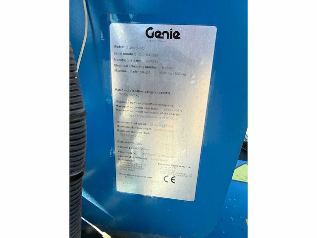Genie - 2014 - z40/23 nrj - knikarm hoogwerker defect - afbeelding 5 van  20