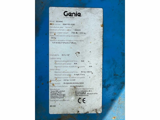 Genie - 2015 - gs 4047 - hoogwerker - afbeelding 7 van  19