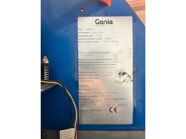 Genie - z-30/20n rj - 11m werkhoogte - hoogwerker - afbeelding 6 van  7