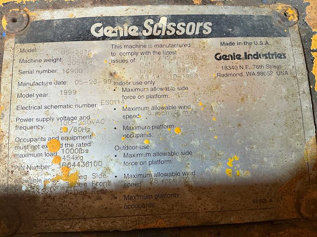 Genie 2646es hoogwerker - afbeelding 7 van  15