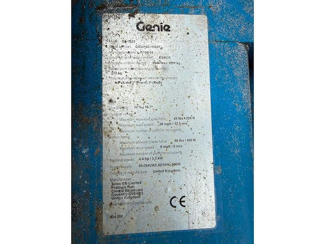 Genie gs 1532 schaarhoogwerker - afbeelding 13 van  13