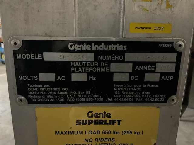Genie sl-18s/b bouwlift - afbeelding 8 van  8
