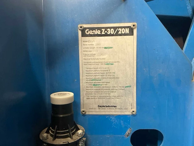 Genie z-30/20n hoogwerker - afbeelding 11 van  19