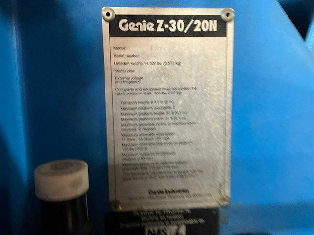 Genie z-30/20n hoogwerker - afbeelding 11 van  19