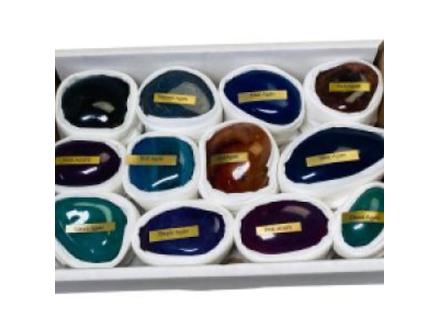 Gepolijste agaat - set van 12 agaat stukken - afbeelding 1 van  4