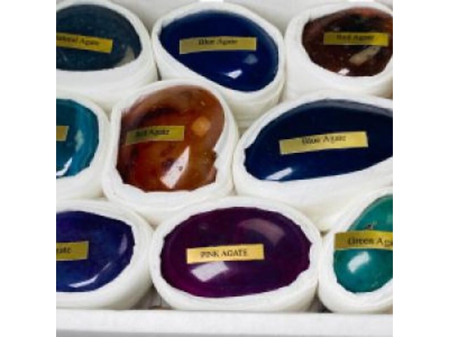 Gepolijste agaat - set van 12 agaat stukken - afbeelding 2 van  4