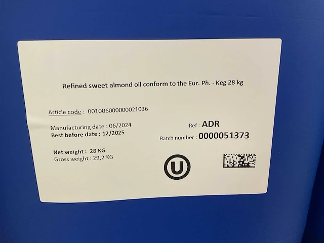 Geraffineerde zoete amandel olie 28kg - afbeelding 1 van  3