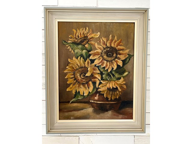 Gerard dalman - 'zonnebloemen op vaas' - afbeelding 1 van  6