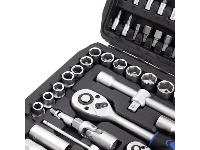 Gereedschapskoffer / ratelsleutelset 94-delig - chroom-vanadiumstaal - incl. koffer - afbeelding 10 van  11