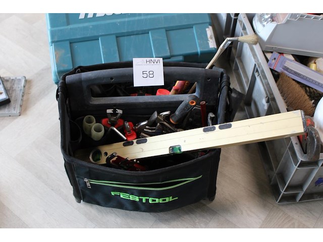 Gereedschapstas festool gevuld met o.a. tangen, schroevendraaiers en inbussleutels. - afbeelding 1 van  3