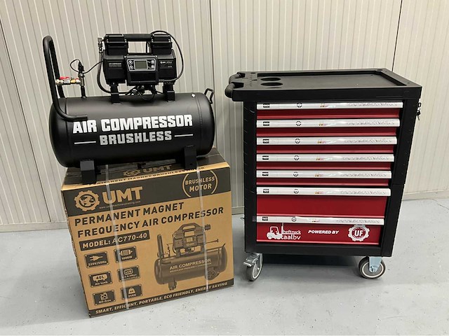 Gereedschapswagen gevuld en hogedrukcompressor 40 liter - ultra force equipment - afbeelding 12 van  37