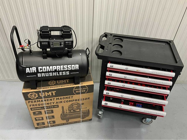 Gereedschapswagen gevuld en hogedrukcompressor 40 liter - ultra force equipment - afbeelding 29 van  37