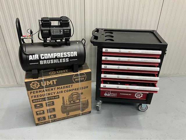 Gereedschapswagen gevuld en hogedrukcompressor 40 liter - ultra force equipment - afbeelding 20 van  35