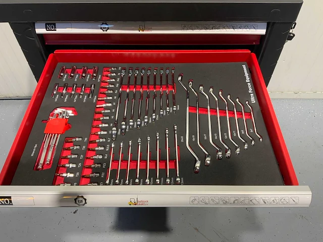 Gereedschapswagen gevuld en hogedrukcompressor 40 liter - ultra force equipment - afbeelding 2 van  38
