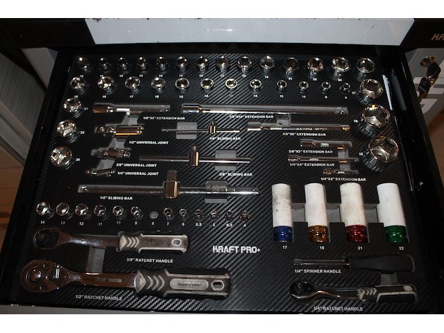 Gereedschapswagen kraft pro+ met 7 laden gevuld met gereedschappen. - afbeelding 2 van  8