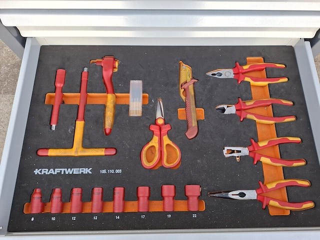 Gereedschapswagen met divers 1000v gereedschap kraftwerk, bt700 - afbeelding 7 van  10