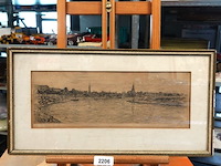 Gerrit haverkamp ets met een panoramisch stadsgezicht van de kade bij arnhem - afbeelding 1 van  6