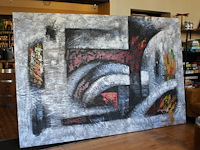 Gesigneerd schilderij op doek met afmeting 300 x 200 cm. - afbeelding 2 van  3
