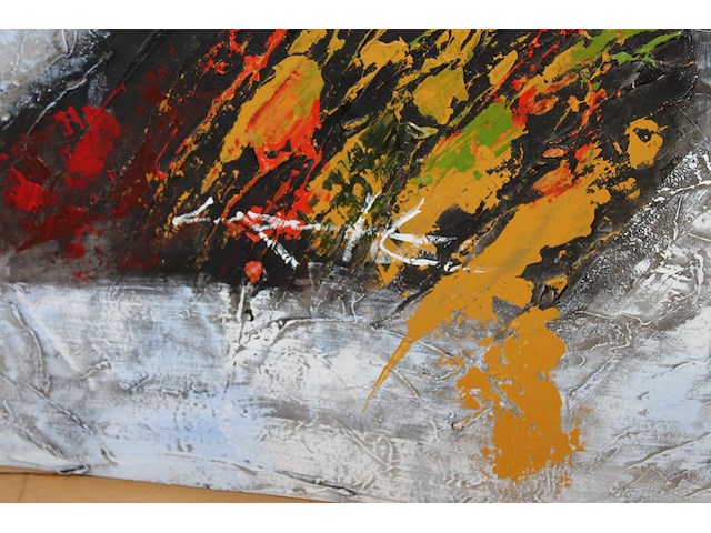 Gesigneerd schilderij op doek met afmeting 300 x 200 cm. - afbeelding 3 van  3