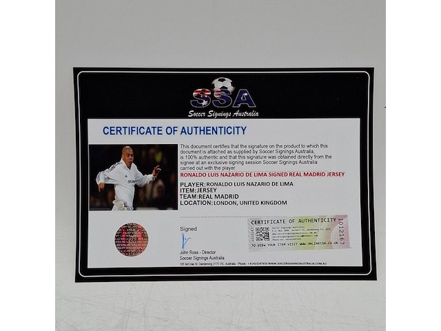 Gesigneerd voetbalshirt, adidas, real madrid, ronaldo luís nazário de lima - afbeelding 9 van  10
