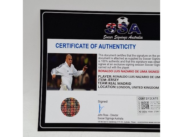 Gesigneerd voetbalshirt, adidas, real madrid, ronaldo luís nazário de lima - afbeelding 10 van  10