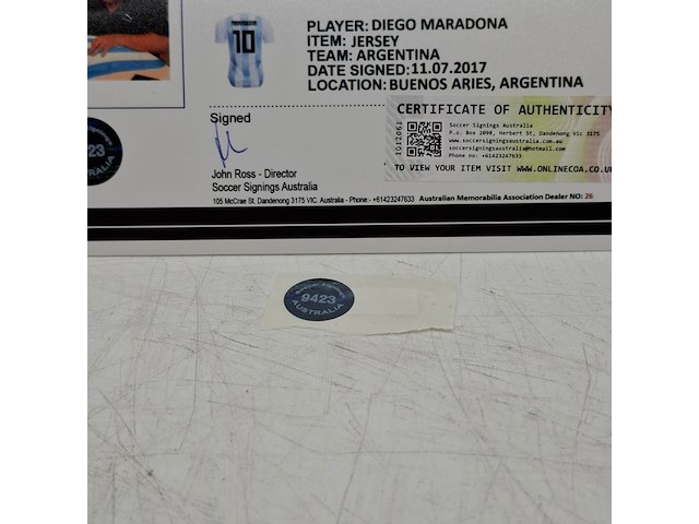 Gesigneerd voetbalshirt, diego maradona, le coq sportif, asociación del fútbol argentino - afbeelding 4 van  13