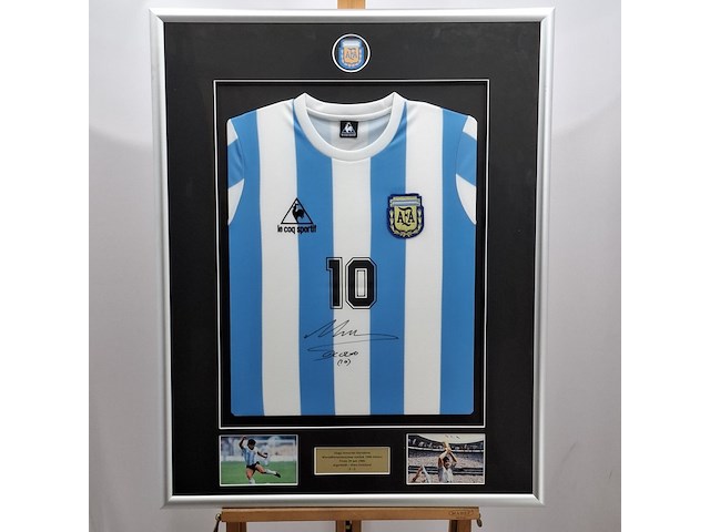 Gesigneerd voetbalshirt, diego maradona, le coq sportif, asociación del fútbol argentino - afbeelding 6 van  13