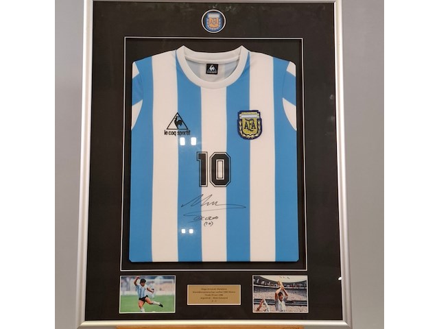 Gesigneerd voetbalshirt, diego maradona, le coq sportif, asociación del fútbol argentino - afbeelding 7 van  13