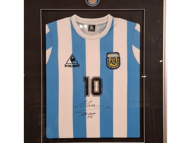 Gesigneerd voetbalshirt, diego maradona, le coq sportif, asociación del fútbol argentino - afbeelding 8 van  13