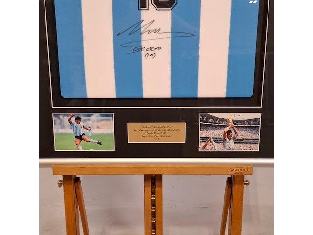 Gesigneerd voetbalshirt, diego maradona, le coq sportif, asociación del fútbol argentino - afbeelding 11 van  13