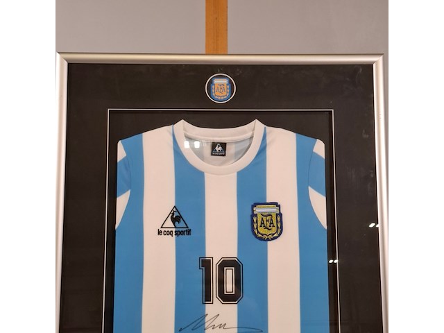 Gesigneerd voetbalshirt, diego maradona, le coq sportif, asociación del fútbol argentino - afbeelding 12 van  13