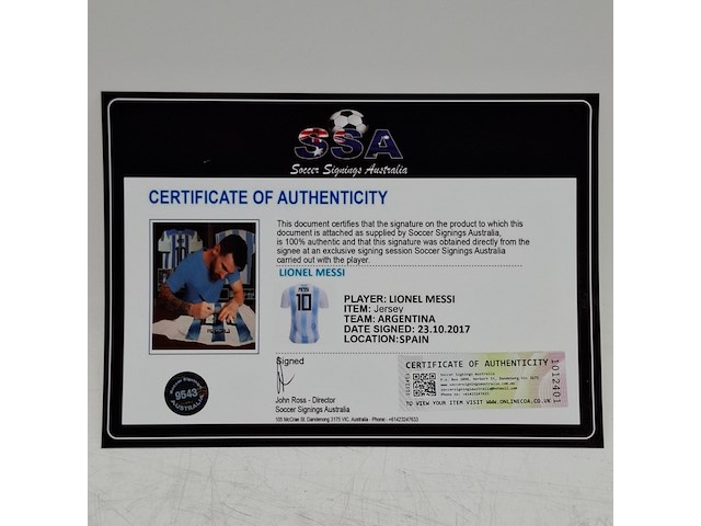 Gesigneerd voetbalshirt, lionel messi, asociación del fútbol argentino, adidas - afbeelding 9 van  10
