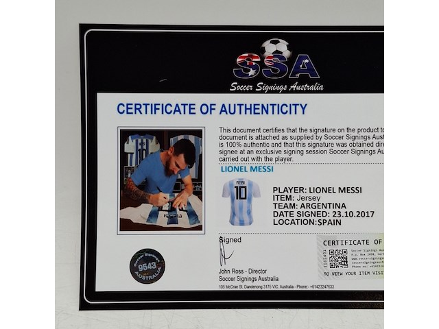 Gesigneerd voetbalshirt, lionel messi, asociación del fútbol argentino, adidas - afbeelding 10 van  10