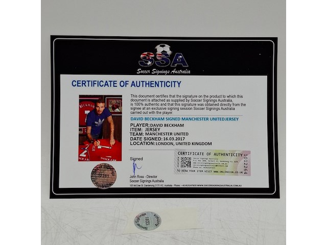 Gesigneerd voetbalshirt, manchester united, david beckham - afbeelding 11 van  12