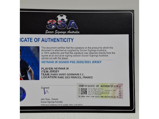 Gesigneerd voetbalshirt, paris saint-germain, neymar jr - afbeelding 2 van  11
