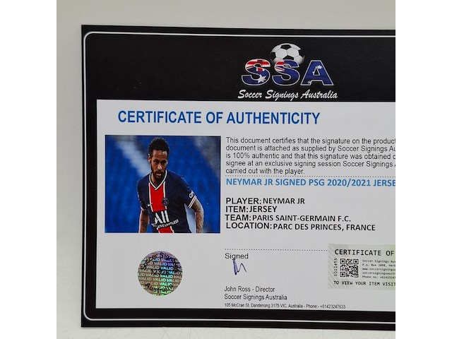 Gesigneerd voetbalshirt, paris saint-germain, neymar jr - afbeelding 11 van  11