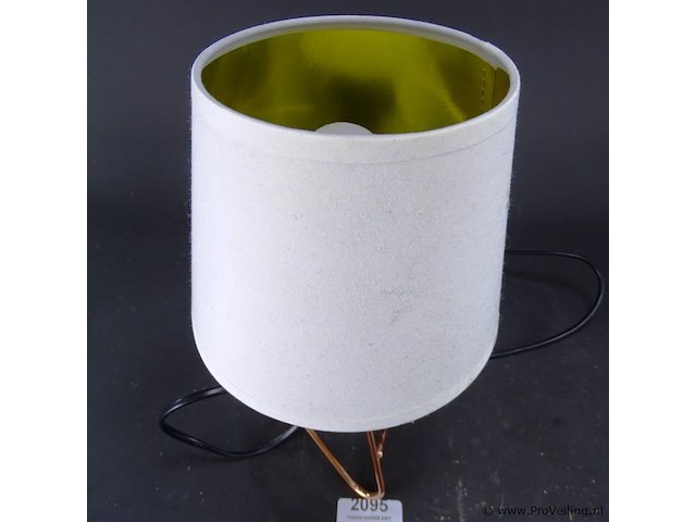 Gestilede tafellamp op koperen voet - afbeelding 3 van  5