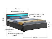 Gestoffeerd bed lyon 140 x 200 cm - afbeelding 7 van  7