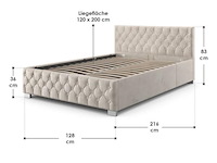 Gestoffeerd bed nizza - 120 x 200 cm - beige - led verlichting & bedlade - afbeelding 8 van  8