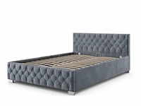 Gestoffeerd bed nizza - 120 x 200 cm - grijs - led verlichting & bedlade