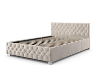Gestoffeerd bed nizza - 140 x 200 cm - beige - led verlichting & bedlade - afbeelding 1 van  8