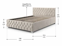 Gestoffeerd bed nizza - 140 x 200 cm - beige - led verlichting & bedlade - afbeelding 8 van  8