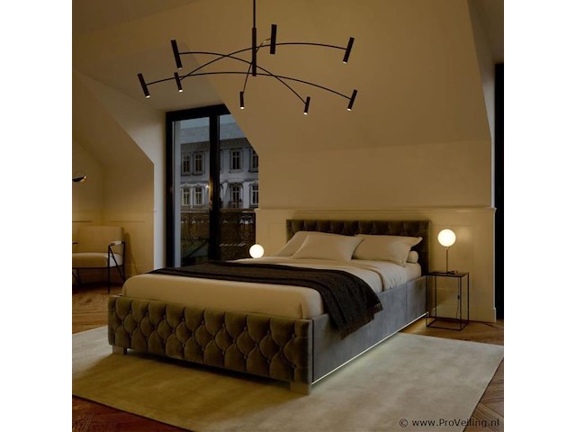 Gestoffeerd bed nizza - 140 x 200 cm - grijs - led verlichting & bedlade - afbeelding 7 van  8