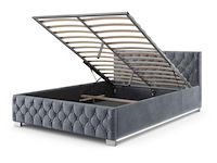 Gestoffeerd bed nizza - 140 x 200 cm - grijs - led verlichting & bedlade - afbeelding 3 van  8