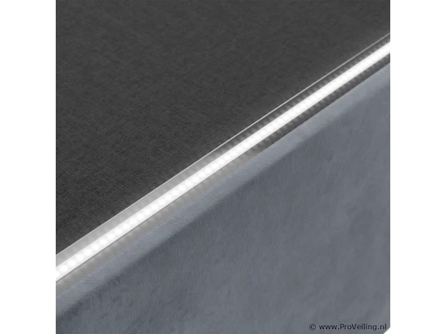 Gestoffeerd bed nizza - 140 x 200 cm - grijs - led verlichting & bedlade - afbeelding 6 van  8