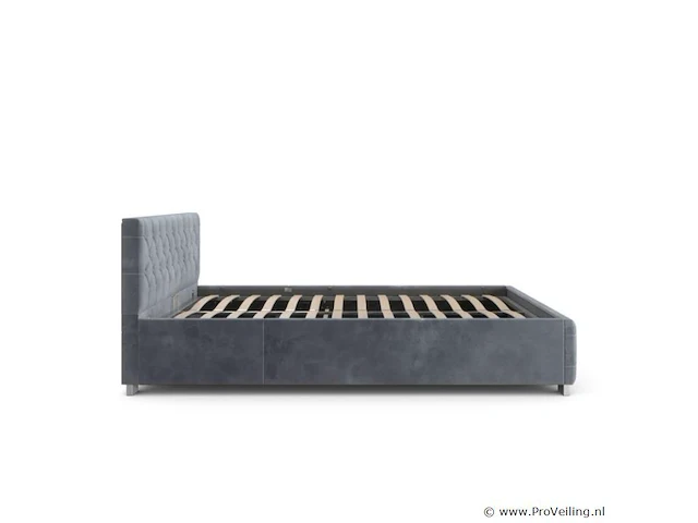 Gestoffeerd bed nizza - 140 x 200 cm - grijs - led verlichting & bedlade - afbeelding 4 van  8