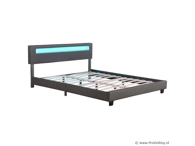Gestoffeerd bed paris - 180 x 200 cm - donkergrijs - led verlichting - afbeelding 8 van  13