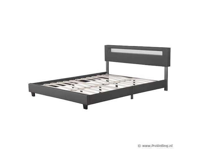 Gestoffeerd bed paris - 180 x 200 cm - donkergrijs - led verlichting - afbeelding 11 van  13