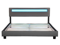 Gestoffeerd bed paris - 180 x 200 cm - donkergrijs - led verlichting - afbeelding 10 van  13